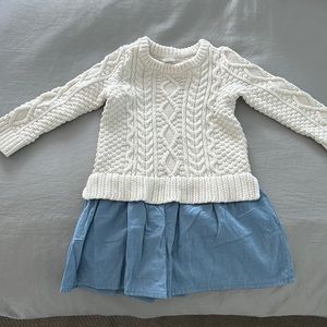 Classic cable knit/chambray dress by Baby Gap, size 2.